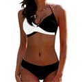 Bikini Set för Kvinnor med Vadderad BH Push Up Baddräkt Halter Baddräkt Strandkläder Black White S
