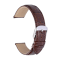 Miniatyrbild 2 av 5: Läderklockarmband för män - Snabbfjäderrem med spänne i rostfritt stål - Vattentätt kalvskinn —1.3brun, silverspänne,