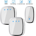 Miniatyrbillede 1 af 5: Smart trådløs dørklokke 85db sikkerheds indgangsdør alarmklokke 110-240v, 36 musik ringetoner dørklokke knap 2PCS dørklokke vært (hvid),