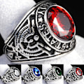 Miniatyrbild 2 av 4: Punk Ring Oval Form Inlagd med Strass Klassisk Punk Ring för Fest Red 13