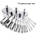 Miniatyrbillede 2 af 5: 15 stk. Diamantbor Bits Bor Bits Hulsave Hulsave Diamantbor Bits Diamant Hulsave Flise til Glas, Keramik, Porc