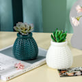 Miniatyrbild 4 av 5: Plastvas, blomma arrangemang kruka för våta och torra blommor, blomdekoration, imitation rottingvas 5.7*7.6*10cm (vit)