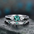 Miniatyrbillede 3 af 5: 2 stk./sæt Runde Cubic Zirconia Indlagt Bryllup Finger Ringe Smykker Gave Light Blue US 8