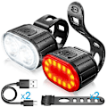 Pikkukuva 2 / 4: Etu- ja takapyörän valot, 8+12 valaistustilaa Ipx6 vedenpitävä Led-pyörän valo, Usb-ladattavat pyörän valot pyöräilyyn Mtb, vaellukseen, polkupyörään, pitkä
