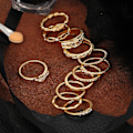Miniatyrbillede 3 af 4: 12 stk. Dame Retro Twisted Carved Knuckle Finger Ringe Rhinestone Ring Sæt Smykker