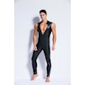 Miniatyrbillede 2 af 5: Sexy Mænd Wet Look Latex Catsuit Kunstlæder To-Vejs Lang Lynlås Skridt Bodysuit Natklub DS Jumpsuit Lingeri Kostume Black-A L