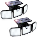 Miniatyrbillede 1 af 5: 2 stk. solcelle væglampe udendørs solcellelampe solbevægelsessensor 3 hoved væglampe udendørs vandtæt væglampe, til