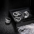 Miniatyrbild 2 av 4: 5-pack Carving Elephant Round Stone Stacking Ring för Kvinnor Retro Knuckle Smycken