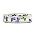 Miniatyrbillede 1 af 5: Glansfuld Kvinde Ring Butterfly Mønster Rustfrit Elegant Blandet Farve Dame Finger Ring Til Bryllup Green US 11