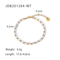 Miniatyrbild 1 av 5: Armband Kvadratisk Dagligt Outfit Metalliskt Element B1407 JDB201284-WT