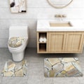 Miniatyrbillede 4 af 5: Firkantet Marmor Gulv Måtte Bruseforhæng Firkløver Toilet Sæt Badeværelse Skridsikker Måtte,