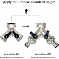 Miniatyrbilde 3 av 5: Hageslange Splitter, 2-veis hagekran 3/4\" Y-slangekobling for utendørs kran med koblinger og skiver