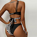 Miniatyrbild 3 av 5: Dam Leopard En axel Padded Bikini Set Baddräkt Snörning Baddräkt Strandkläder S