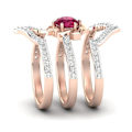 Miniatyrbillede 3 af 4: 3 stk. Elegante Kvinders Faux Ruby Rhinestone Indlagt Finger Ring Bånd Smykker Gave US 5