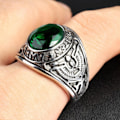 Miniatyrbild 5 av 5: Punk Ring Oval Form Inlagd med Strass Klassisk Punk Ring för Fest Red 10