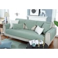 Miniatyrbillede 5 af 5: Moderne og enkel vævet vasket bomulds sofa pude, stof anti-slip læder sofa betræk pude (Ternet grøn, 90*160CM)