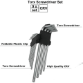 Miniatyrbilde 3 av 4: 9 stk Torx Allen nøkkelsett stjerne sekskant (metrisk/Torx) lang arm med CRV håndtak Torx offset skrutrekkersett T10 T15 T20 T25 T