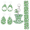 Miniatyrbillede 1 af 3: 2 par St. Patrick's Day øreringe med nøglering og armbånd til kvinder