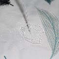 Miniatyrbillede 5 af 5: Blå Plume Fjederprint Bruseforhæng (132g) 150B*180H CM