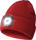 LED Lue med Lys, Unisex Oppladbar LED Hodelykt Lue, Rød