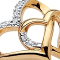 Miniatyrbilde 3 av 5: Elegant skinnende forlovelsesring i legering, hul rhinestone dobbelthjerte kvinners vielsesring smykker tilbehør Silver US 7