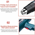 Miniatyrbillede 3 af 5: Varmepistol, varmluftpistol 1800W LCD digitalt display temperatur 60 til 600 grader Celsius hurtig opvarmning, luftstrøm 300 til 550L