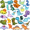 Set med 26 söta dinosaurieformade broderade strykmärken för