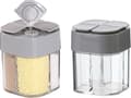 2-pack 4-i-1 grå plast salt- och pepparströare - Örtströare - Kryddburkar för resor - för kök - grillning och camping