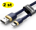 2 stk 2 m Baseus-kabel iPhone blå med gull