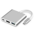 3-i-1 USB-C-hubb med HDMI, USB 3.0 och PD-laddningsfunktioner.