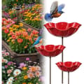 Fågelmatare - Set om 3 - Metall - Blomformad - Utomhusträdgård