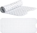 Vit Badrumsmatta | Maskintvättbar Duschmatta för Barn | (100x40cm) Extra Lång Badrumsmatta Halkfri Anti-Mögel Duschmatta