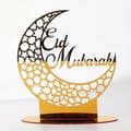 Akryl halvmåne og stjerne borddekoration, Ramadan Kareem/Eid Mubarak/Eid Adha pynt, festlig dekorationsplade B