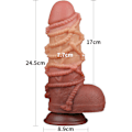 Miniatyrbild 3 av 11: LoveToy: Dual-layered Silicone Cock with Rope, 24.5 cm Ljus hudfärg, Mörk hudfärg