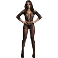 Miniatyrbild 3 av 5: Le Désir: Bodystocking Long Sleeved and Lace, One Size Svart one size