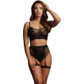 Miniatyrbild 1 av 6: Le Désir: Bra Set with Garters, One Size Svart one size