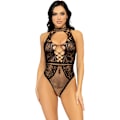 Miniatyrbild 1 av 6: Leg Avenue: Net and Lace Keyhole Bodysuit, One Size Svart one size