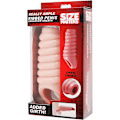 Miniatyrbild 3 av 3: Size Matters: Ribbed Penis Enhancer Sheath Ljus hudfärg