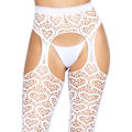 Miniatyrbild 5 av 6: Leg Avenue: Heart Net Suspender Hose, One Size Vit one size