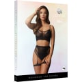 Miniatyrbild 3 av 6: Le Désir: Bra Set with Garters, One Size Svart one size