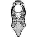 Miniatyrbild 5 av 6: Leg Avenue: Net and Lace Keyhole Bodysuit, One Size Svart one size