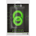 Miniatyrbild 5 av 6: Ouch! Glow in the Dark: Silicone Cock Ring Set, 2-pack Grön, Självlysande