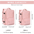 Miniatyrbild 3 av 5: Stor reseryggsäck för kvinnor, flygbolagsflyggodkänd Vattentät 15,6 tums ryggsäck för bärbar dator, bärbar ryggsäck med skofack Rosa Pink Large