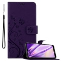 Miniatyrbild 2 av 6: Huawei Y6 2019 Sleeve Cover Case Case - med blommönster och stativfunktion och kortplats FLORAL DARK LILA Y6 2019