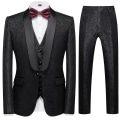 Miniatyrbild 1 av 5: Schan Herr 3-delade kostymer Sjal Lapel Enknapps Smoking Blazer Västbyxor Set För Bröllop Black M