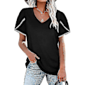 Miniatyrbild 2 av 3: 2023 kortärmad t-shirt för kvinnor Casual lös rund halsad topp Mode som andas sommarkläder Nytt Black M