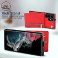 Miniatyrbild 2 av 4: Case i läder för Samsung Galaxy S23 Ultra/ S23+/ S23 med halsrem & stativ & dragkedja Red for S23 Plus