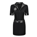 Miniatyrbild 3 av 5: Kvinnor Svart Polisuniform Vuxen Halloween Festkostym Cosplay Klubbkläder Poliskläder S-xxxl Black B XL