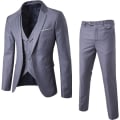 Miniatyrbild 1 av 4: Herr 3-delad Slim Fit Kostym Set Enknapps Solid Jacka Väst Byxor Business Set-yky Grey L