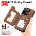 Miniatyrbild 5 av 5: Plånbok Rfid Kreditkortshållare Ring Stativ Phone case För Iphone 15 Pro/15 Pro Max 15 Ultra Med handledsrem Brown iPhone 15 Pro